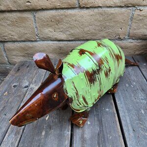 LARGE 22" Armadillo Rustic Metal Art Yard Decoration Garden Statue